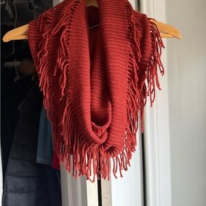 Elegant Red Fringe Scarf
